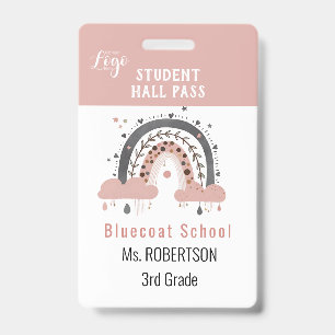 Boho rainbow School teacher or student pass ID Badge