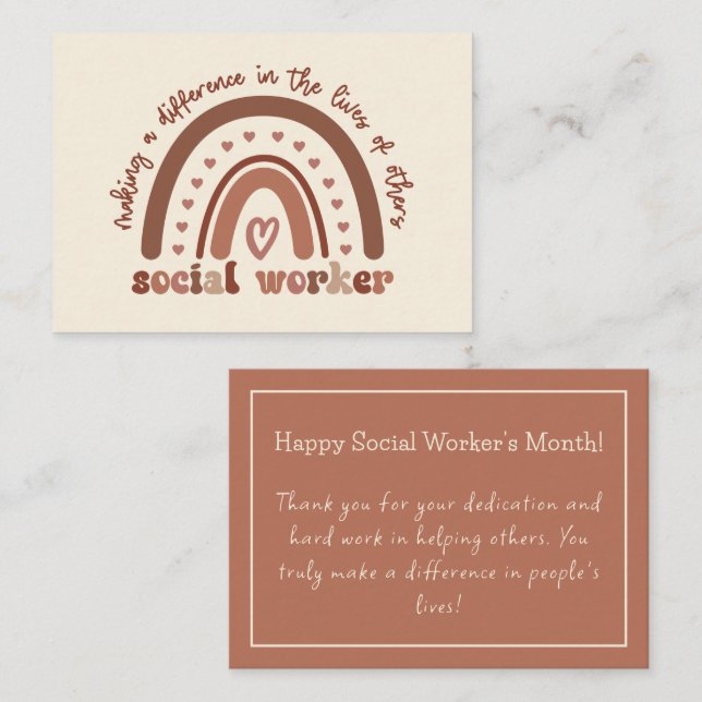 Boho Rainbow Social Worker Appreciation Card (Front/Back)