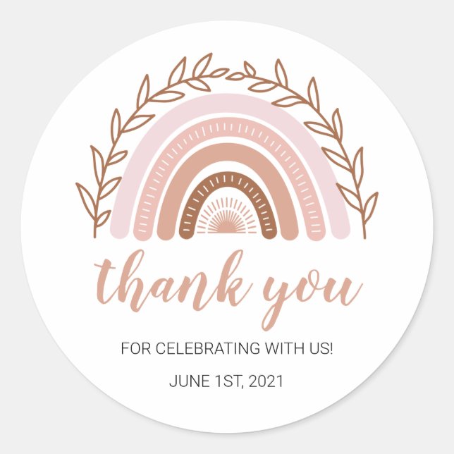 Boho Rainbow Stickers, Birthday | Shower Stickers (Front)