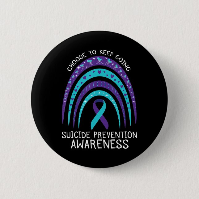 Boho Rainbow Suicide Awareness Mental Health  6 Cm Round Badge (Front)