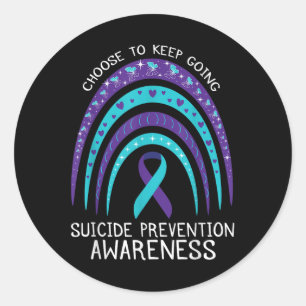Boho Rainbow Suicide Awareness Mental Health Classic Round Sticker