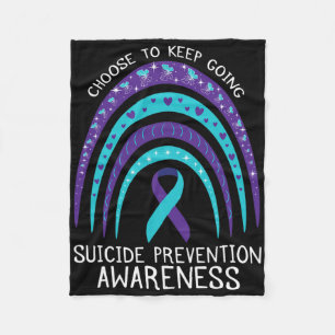 Boho Rainbow Suicide Awareness Mental Health Fleece Blanket