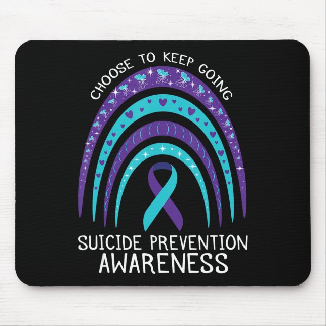 Boho Rainbow Suicide Awareness Mental Health  Mouse Mat (Front)