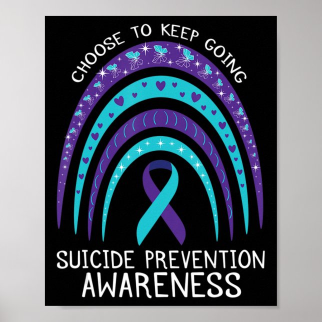 Boho Rainbow Suicide Awareness Mental Health  Poster (Front)