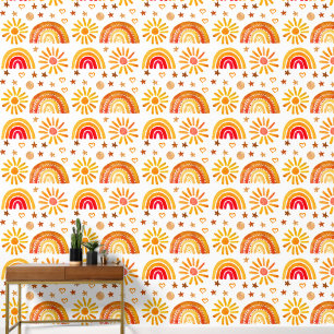 Boho Rainbow Sun Baby Girl Kids Wallpaper