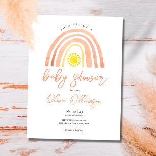 Boho Rainbow Sun Baby Shower Invitation Postcard