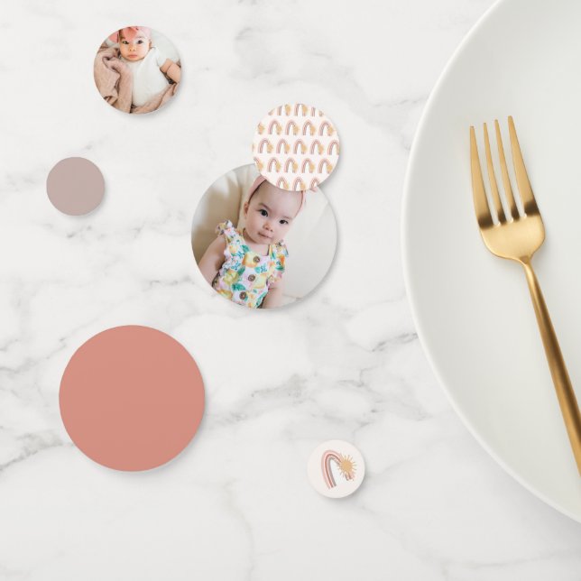 Boho Rainbow Sun Custom Photo Confetti (Group)