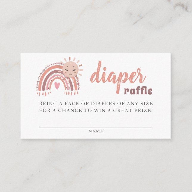 Boho Rainbow & Sun Diaper Raffle Enclosure Card (Front)
