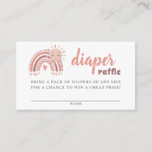 Boho Rainbow & Sun Diaper Raffle Enclosure Card