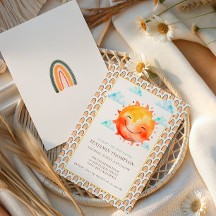 Boho Rainbow Sunshine Gender Neutral Baby Shower Invitation