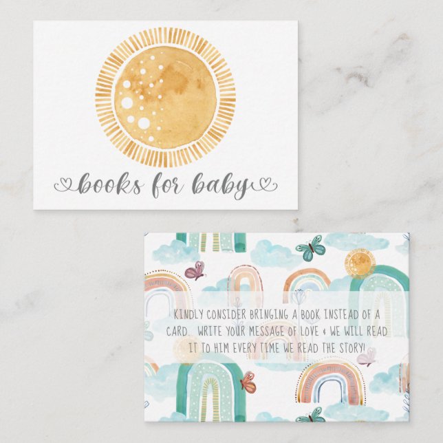  Boho Rainbow Sunshine Sun Modern Books for Baby Business Card (Front/Back)