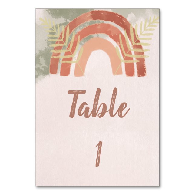 Boho Rainbow Table Number (Front)
