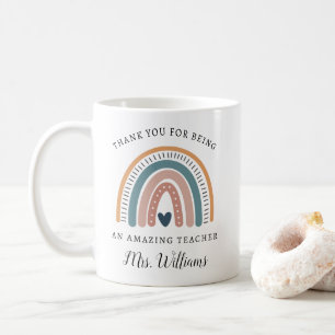 Boho Rainbow Teacher Appreciation Name Mug Gift