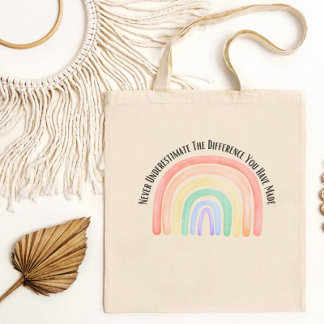 Boho rainbow teacher appreciation watercolour tote bag