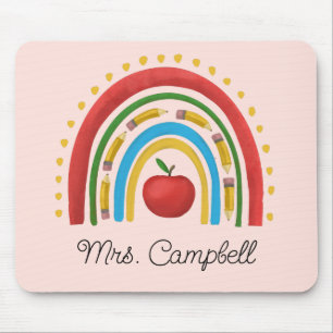Boho Rainbow Teacher Christmas Gift Custom Name  Mouse Mat