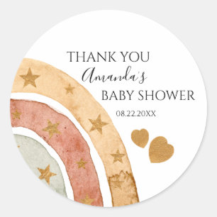 Boho Rainbow Thank You Baby Shower Classic Round Sticker