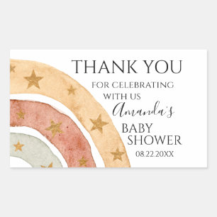 Boho Rainbow Thank You Baby Shower Rectangular Sticker