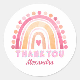Boho Rainbow Thank You Classic Round Sticker