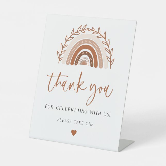 Boho Rainbow Thank You Sign for Baby Shower (Front)
