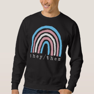 Boho Rainbow Trans Pronouns They Them Pride LBGTQI Sweatshirt