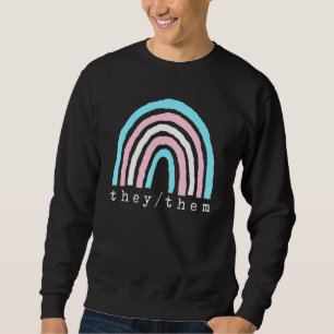 Boho Rainbow Trans Pronouns They Them Pride Lbgtqi Sweatshirt