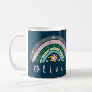 Boho Rainbow Trendy with Personalised Name  Coffee Mug