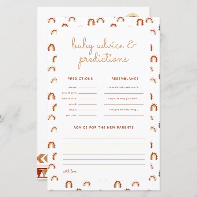 Boho Rainbow Tribal Plants Predictions Game (Front/Back)