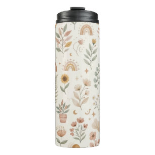 Boho Rainbow Tumbler Earthy Botanical Travel mug