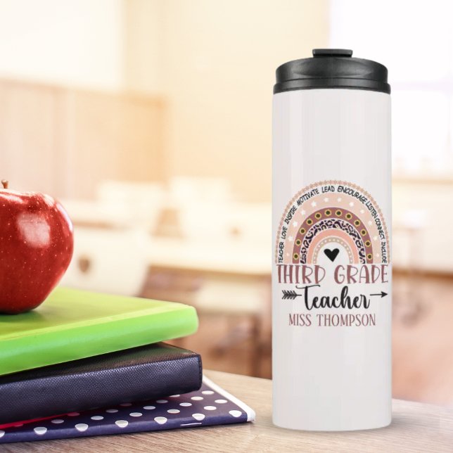 Boho Rainbow Tumbler for 3rd Grade Teacher (Creator Uploaded)