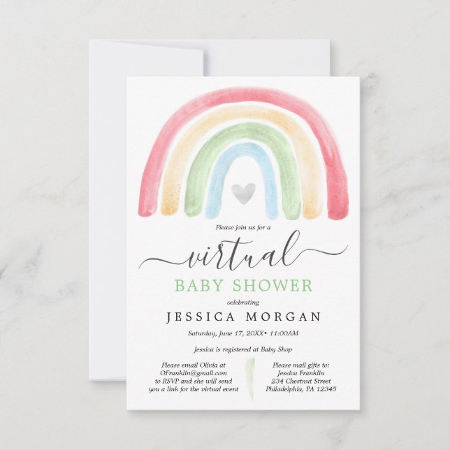 Boho Rainbow Virtual Baby Shower Invitation (Front)