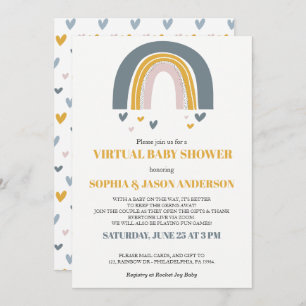 Boho Rainbow Virtual Baby shower invitation card