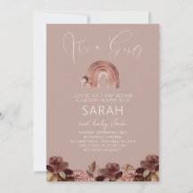 Boho Rainbow Watercolor Baby shower Invitation