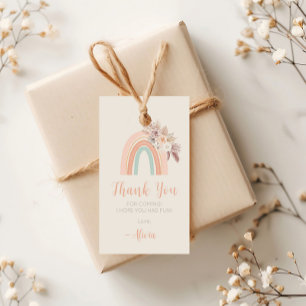 Boho Rainbow Watercolor First Birthday Thank You Gift Tags