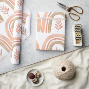 Boho Rainbow White, Pink and Green Girls Wrapping Paper