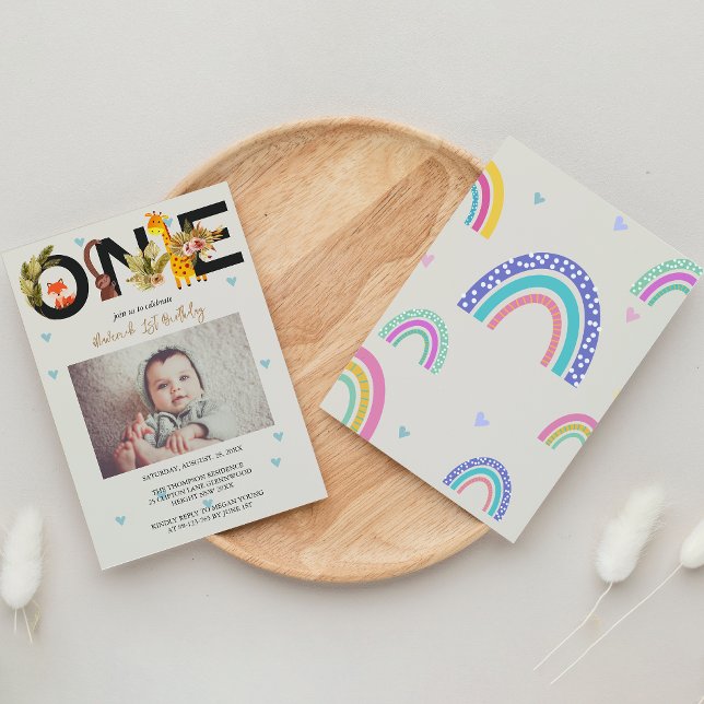 Boho Rainbow Wild One 1st Birthday  Invitation (Creator Uploaded)