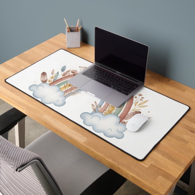 Boho Rainbow & Wildflowers Desk Mat (Office 2)