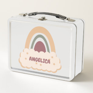 Boho Rainbow with Cloud and Stars Metal Lunch Box