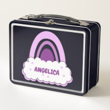 Boho Rainbow with Cloud and Stars Metal Lunch Box