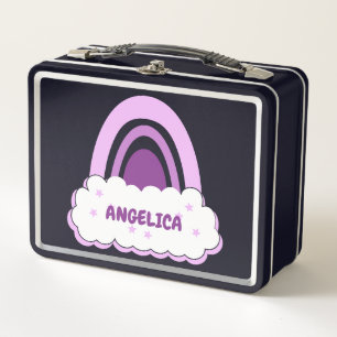 Boho Rainbow with Cloud and Stars Metal Lunch Box
