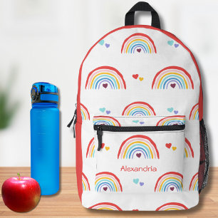 Boho Rainbow with Hearts Monogram Printed Backpack