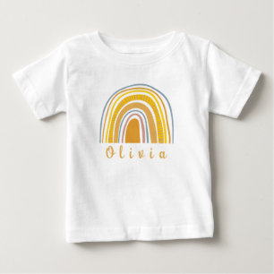 Boho Rainbow with Personalised Name Whimsical  Baby T-Shirt