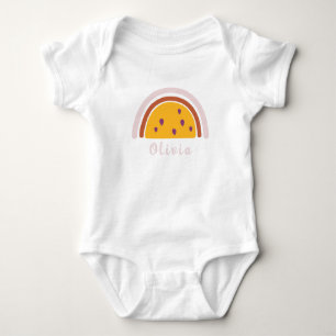 Boho Rainbow with Personalised Name Yellow Baby Bodysuit