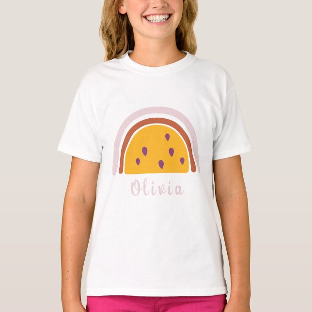 Boho Rainbow with Personalised Name Yellow T-Shirt (Front)