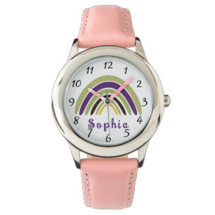 Boho Rainbow with Personalized Name in Green Watch