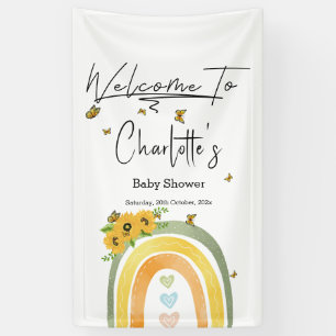 Boho Rainbow With Sunflowers Baby Shower Banner