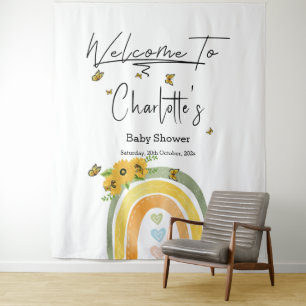 Boho Rainbow With Sunflowers Baby Shower Tapestry