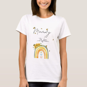 Boho Rainbow With Sunflowers Mummy-to-be  T-Shirt