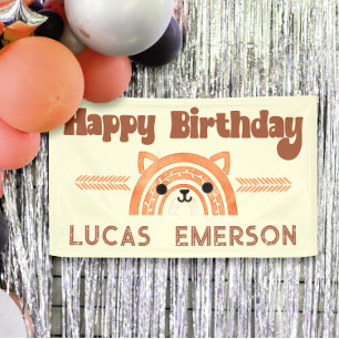 Boho Rainbow Woodland Fox Birthday Party Welcome Banner
