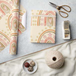 Boho Rainbow Yellow Orange and Green Girls Wrapping Paper