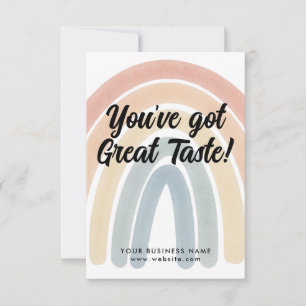 Boho Rainbow You've Got Great Taste Business Thank You Card